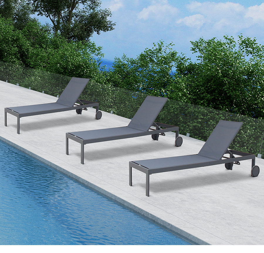 Most Popular Mesh Fabric Textilene Outdoor Garden Reclining Chaise Sun Lounger with Adjustable Backrest TG-NI19