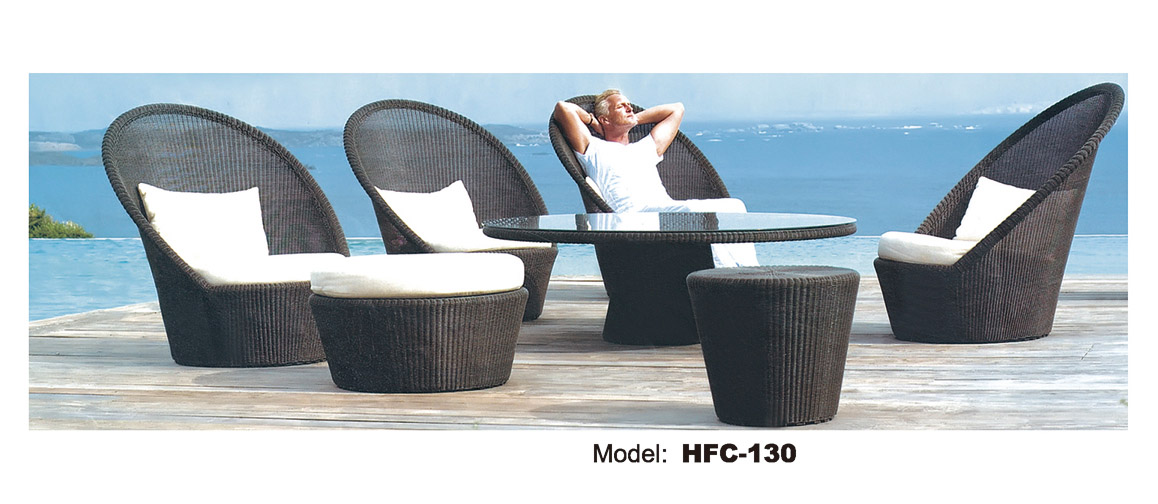 TG-HFC130 Outdoor Rattan Sofa with Cushion Garden Furniture Leisure Sofa