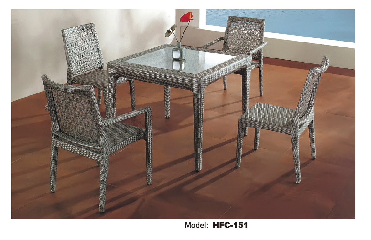 TG-HFC151 Outdoor Garden PE Rattan / Wicker Dining Table And Chairs Set