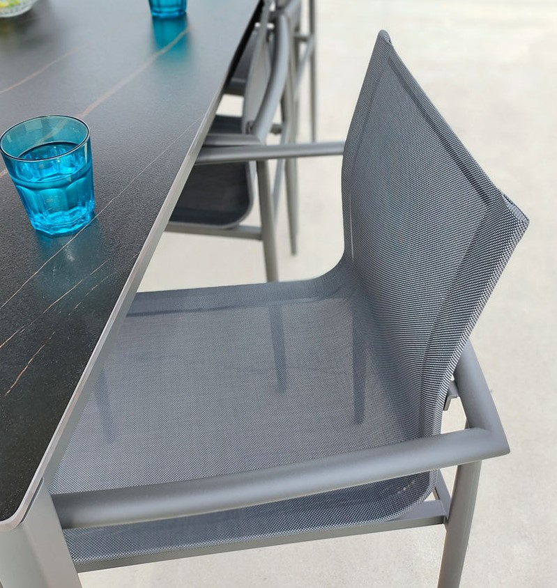 Simple courtyard garden terrace furniture outdoor leisure restaurant charcoal gray stainless steel outdoor dining table and chair combination TG-NI36.TG-NI37.TG-NI38