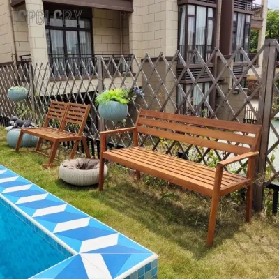  Wooden Garden Bench Chair with Handrails Outdoor Furniture TG-KS1842