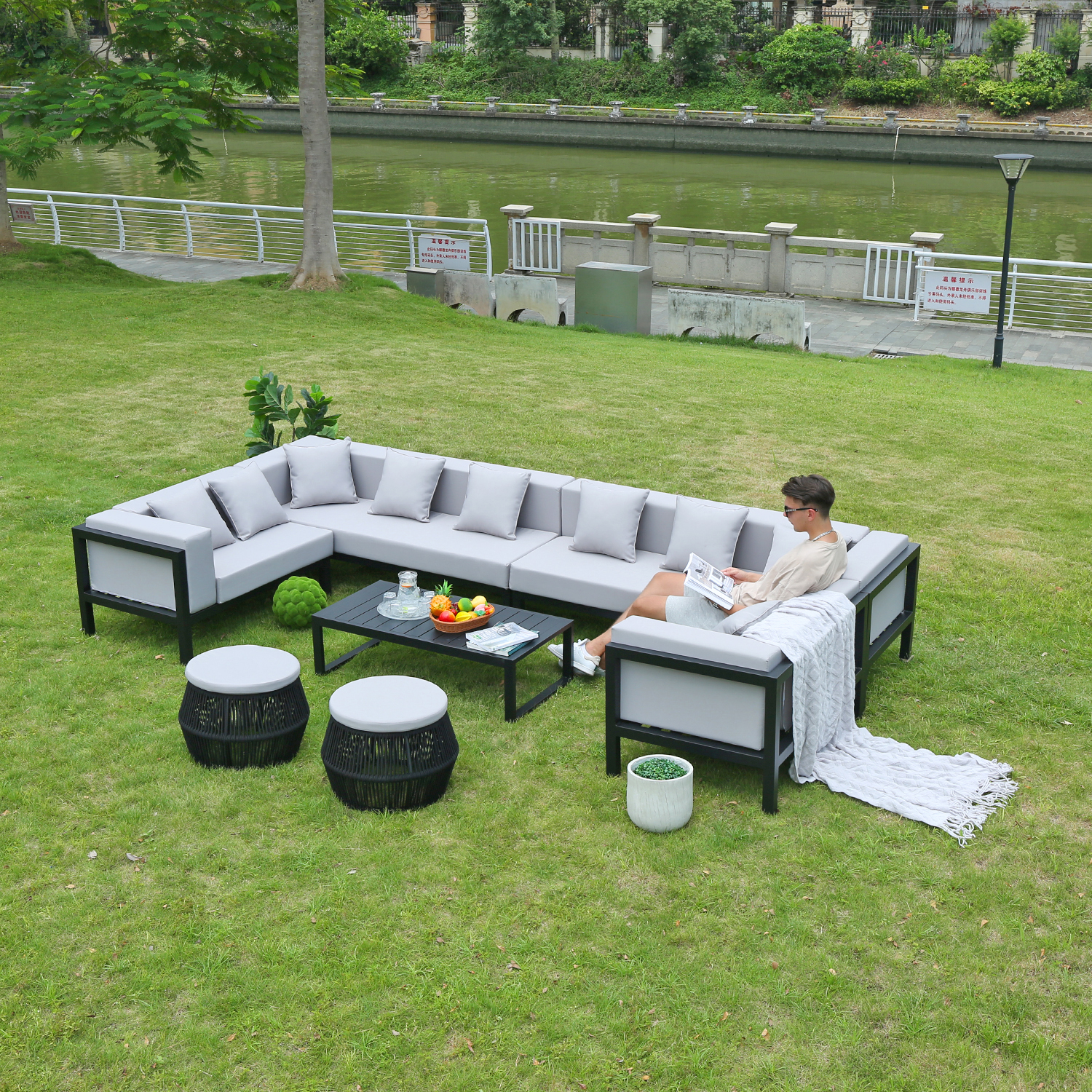 Patio Garden Modern Sofa Outdoor Table Set Furniture