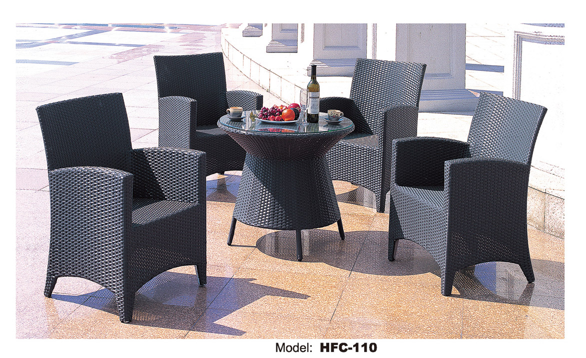 TG-HFC110 Patio Dining Set with Cushion Outdoor Dining Chair Garden Coffee Table Rattan Wicker Chair
