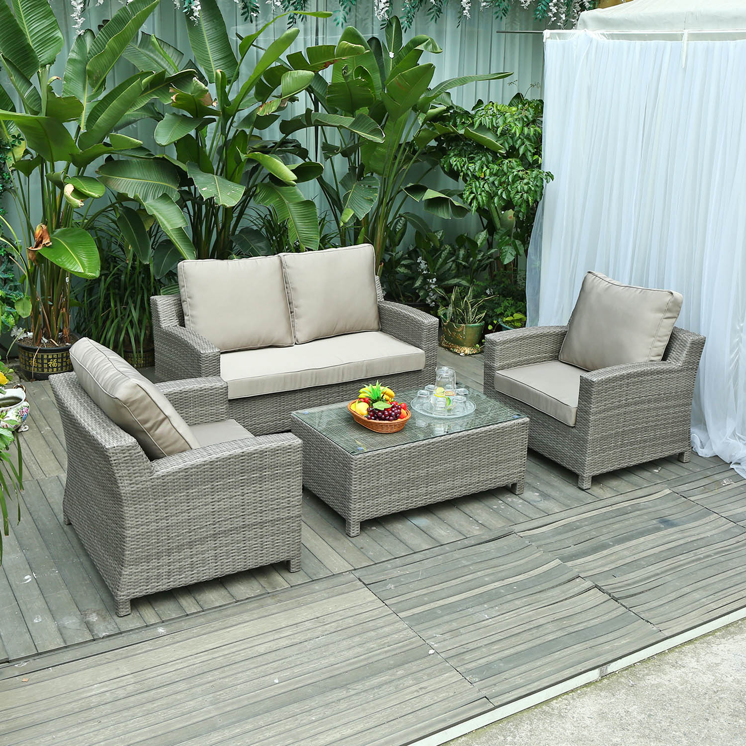 Outdoor Rattan Sofa Set Sun Room Garden Terrace Furniture