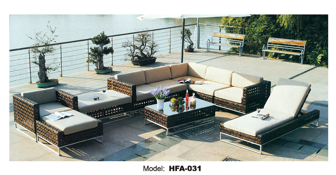 TG-HFA031 Hot Sell L Shaped Garden Sofa Set Wicker Outdoor Rattan Sofa Set Furniture Rattan Outdoor Garden Sofa