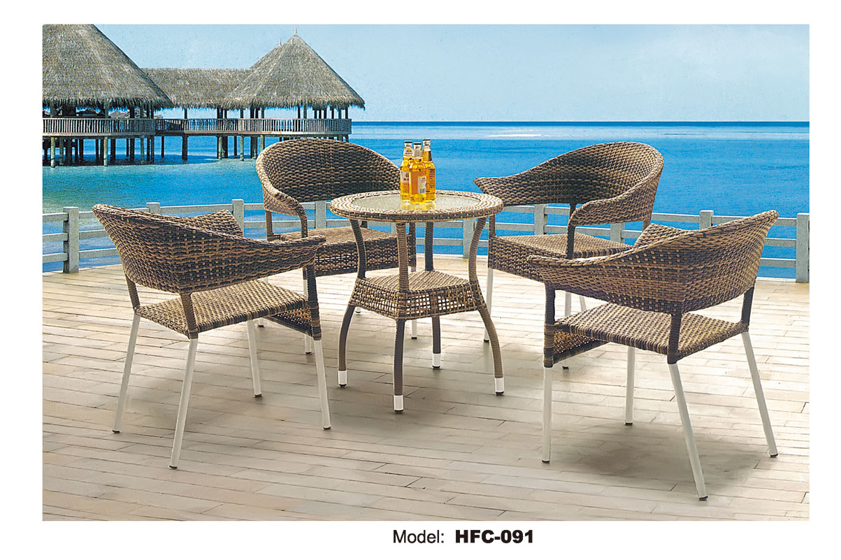 TG-HFC091 Durable Using Low Price New Design Modern Small Rattan Surface Coffee Table And Chair