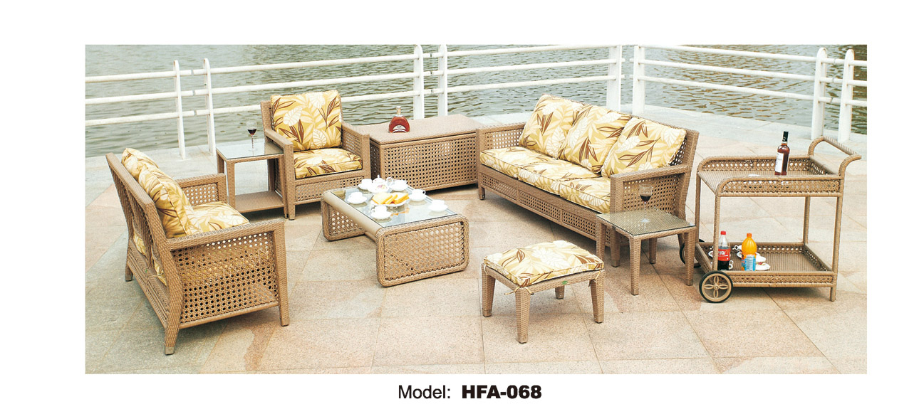 TG-HFA068 Outdoor Rattan Sofa Simple Courtyard Tea Table Combination Romantic Leisure Rattan Chair Furniture