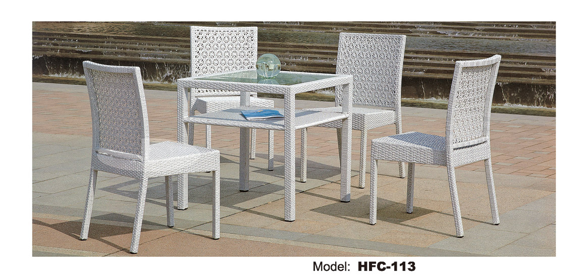 TG-HFC113 Modern Leisure Rattan Dining Table Set Garden Furniture Outdoor Wicker Chairs
