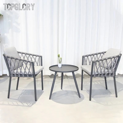 Hot Sale Grey Aluminum Frame Patio Outdoor Rope Dining Arm Chair TG-KSU3530