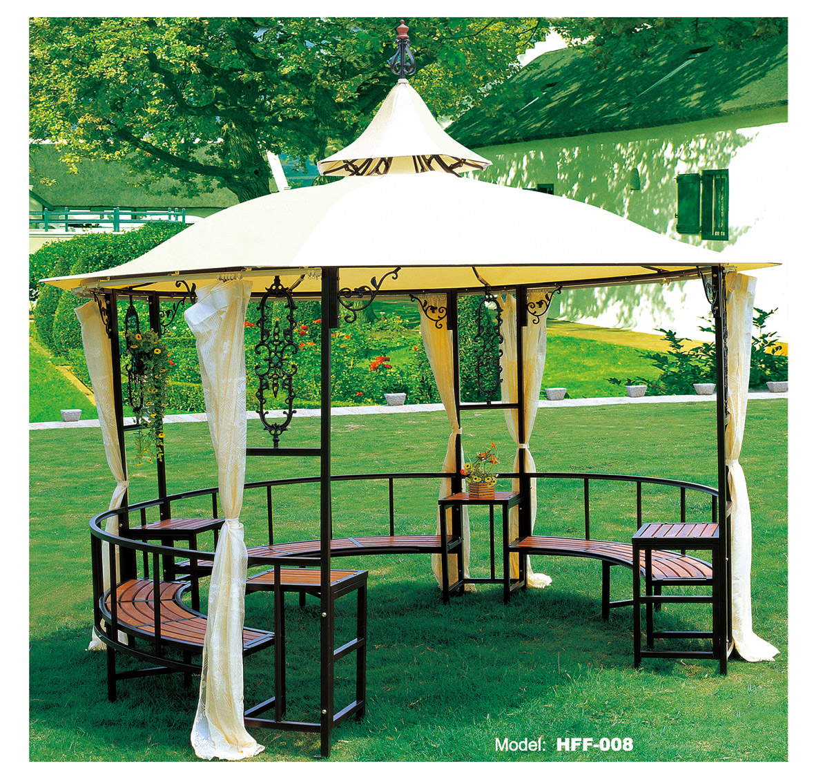 Factory Wholesale Aluminum Luxury Garden Metal Pergola Tent Patio Cover Canopy Outdoor Roof Pavilion Gazebo